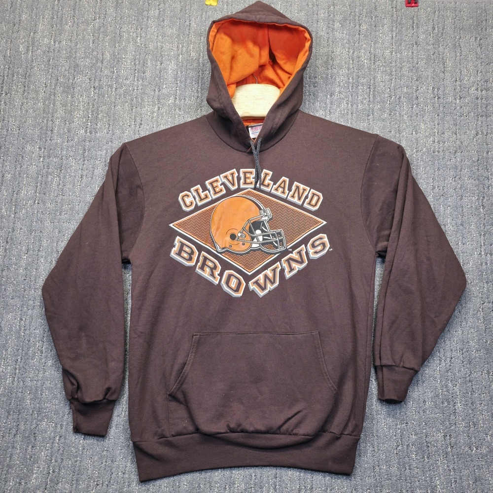 Vintage 80s Cleveland Browns Hoodie Mens M Sweatshirt Made‎ in USA Teamwork NFL